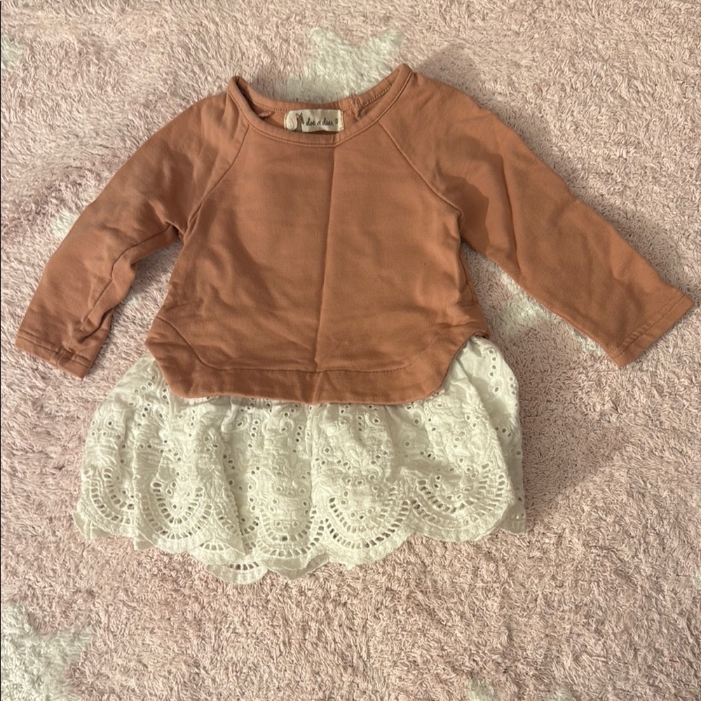 Kids' Brown and White Sweatshirt with Lace Skirt